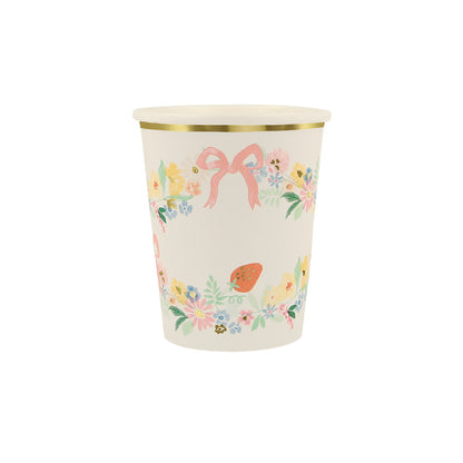 elegant floral and bow cups by meri meri pack of 8
