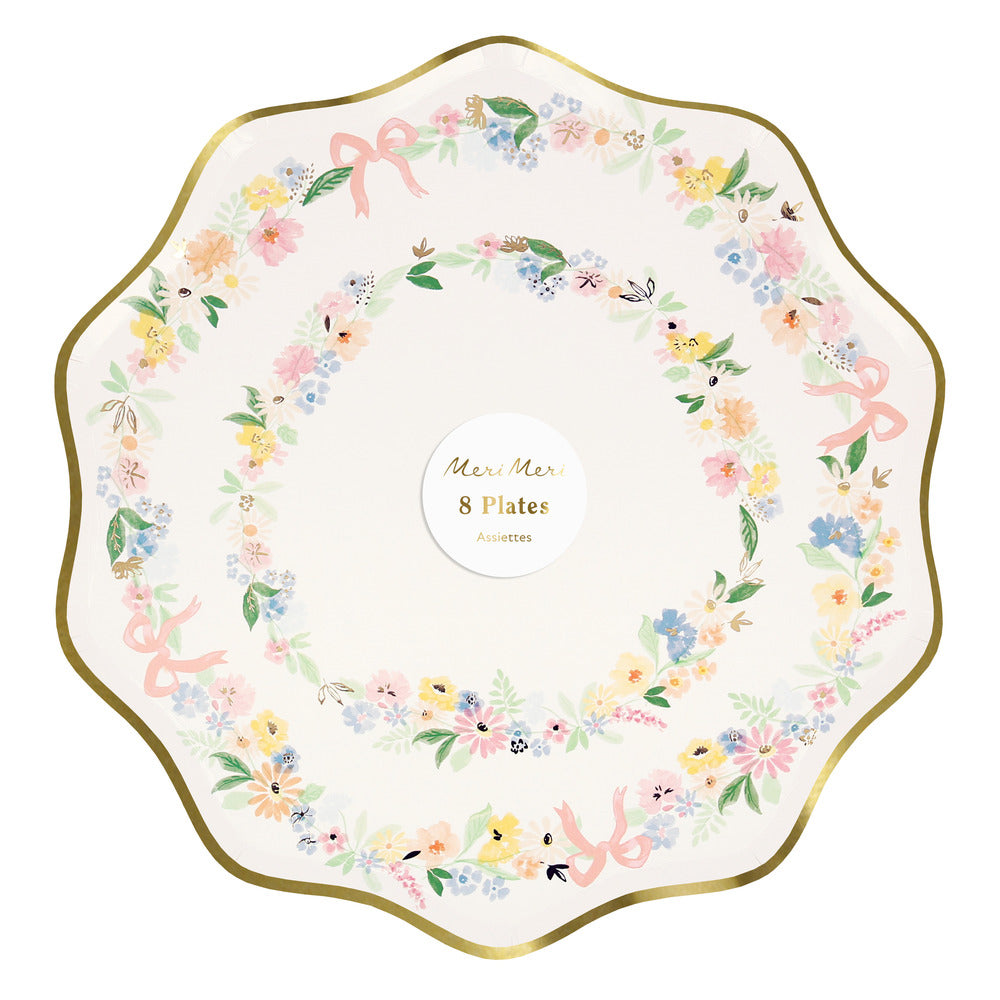 flowers and bows dinner paper plates by meri meri