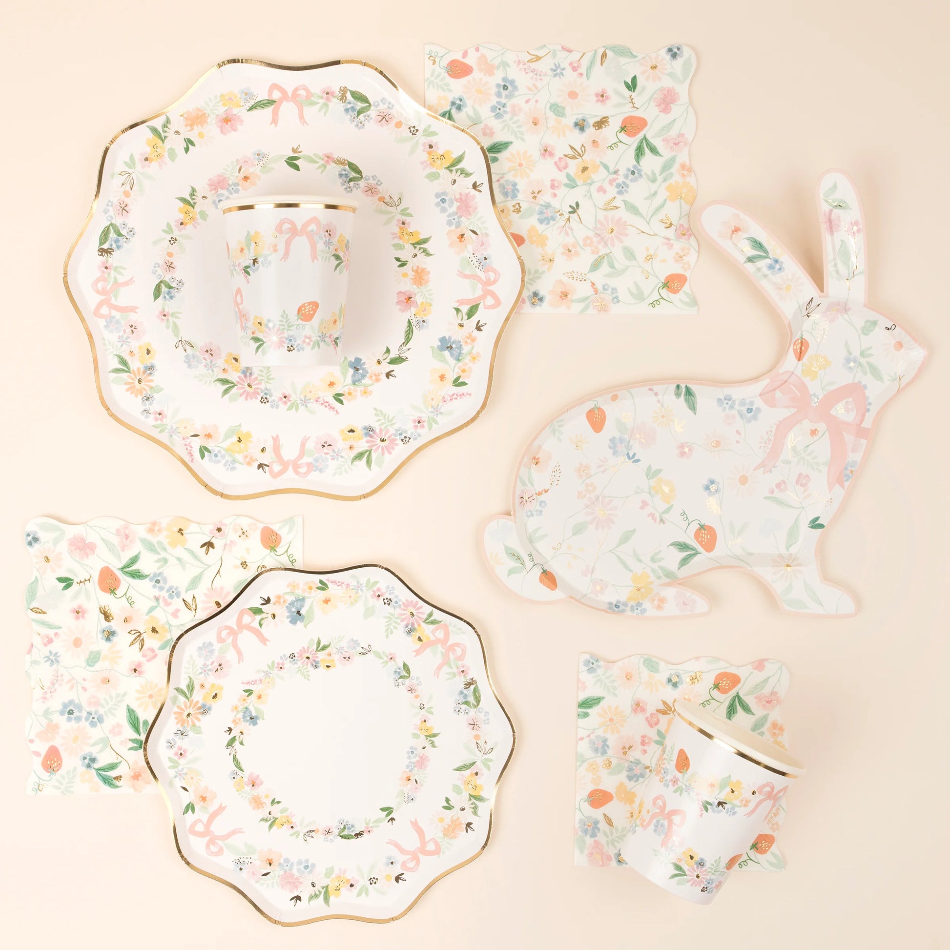 floral bunny shaped plates