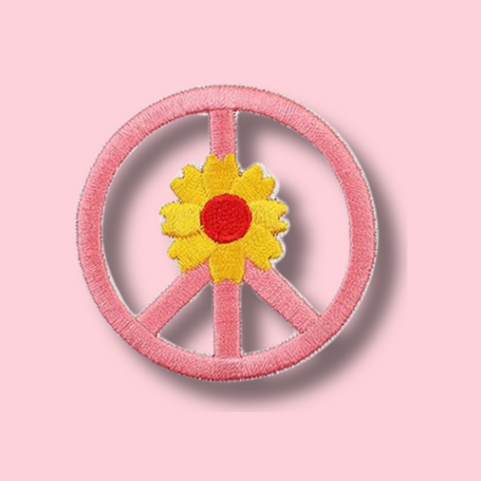 EMBROIDERED PEACE & LOVE FLORAL IRON ON PATCH