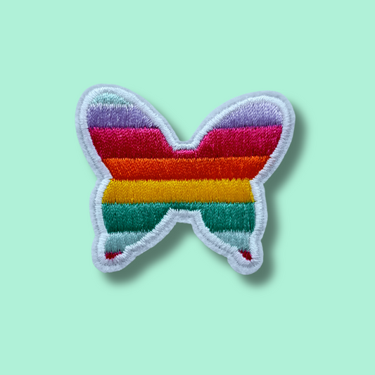EMBROIDERED RAINBOW BUTTERFLY IRON ON PATCH