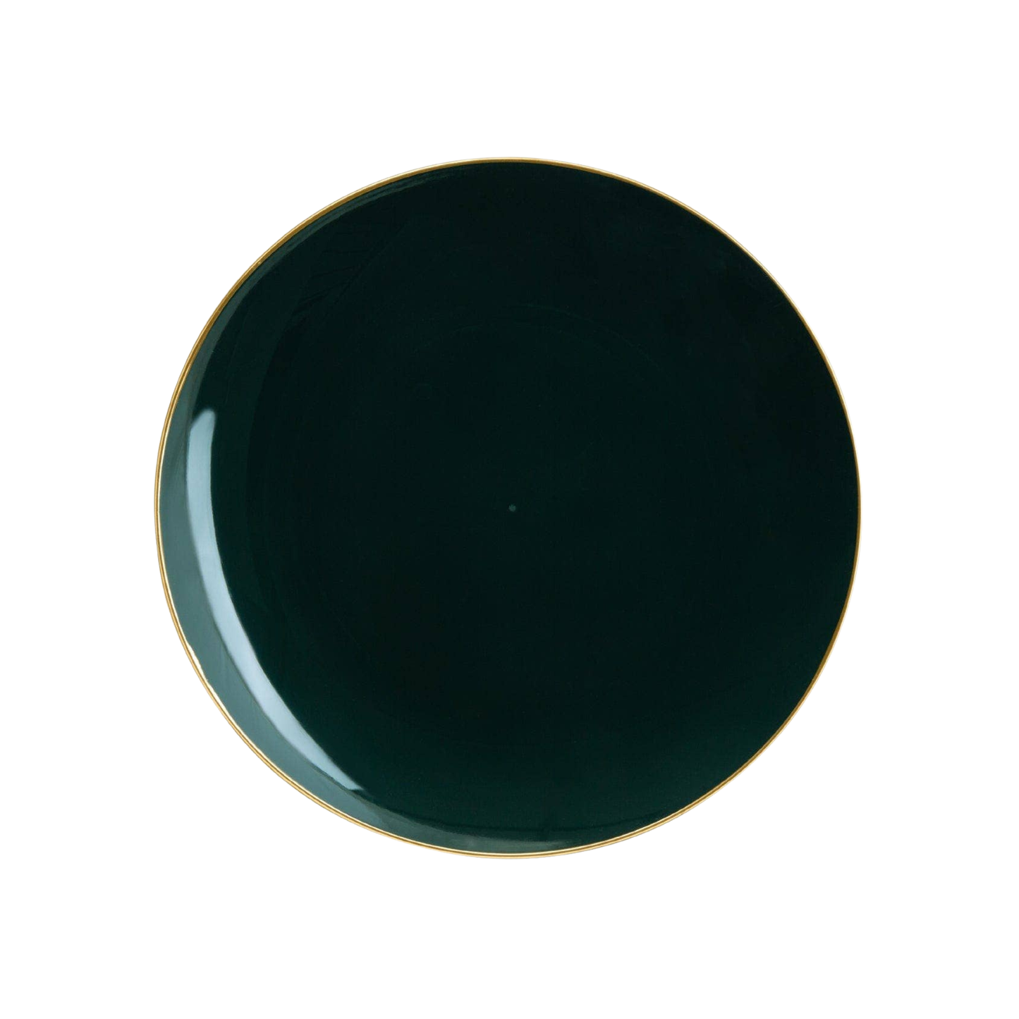 EMERALD GREEN & GOLD ROUND REUSABLE DESSERT PLATES | 10 PIECES