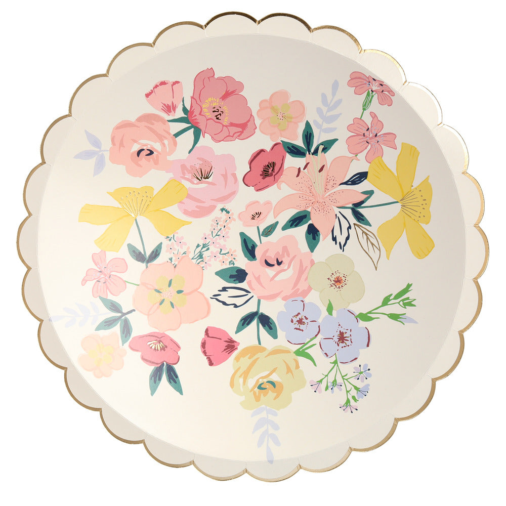 english garden dinner plates by meri meri - pack of 8 in 4 designs 