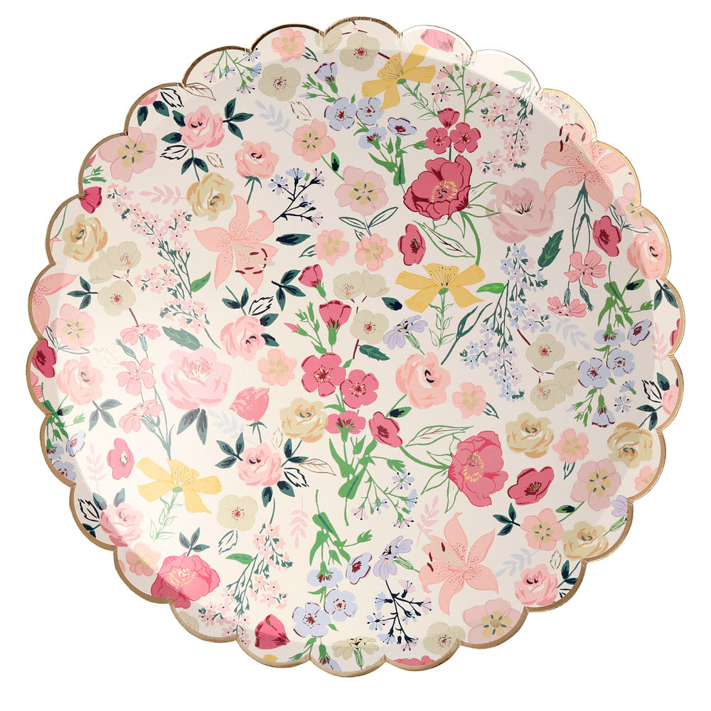 english garden dinner plates by meri meri - pack of 8 in 4 designs 