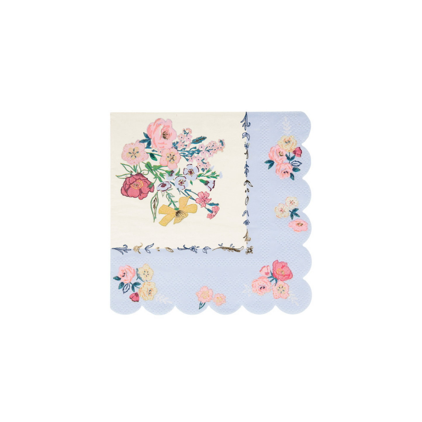 floral pattern scalloped cocktail napkin