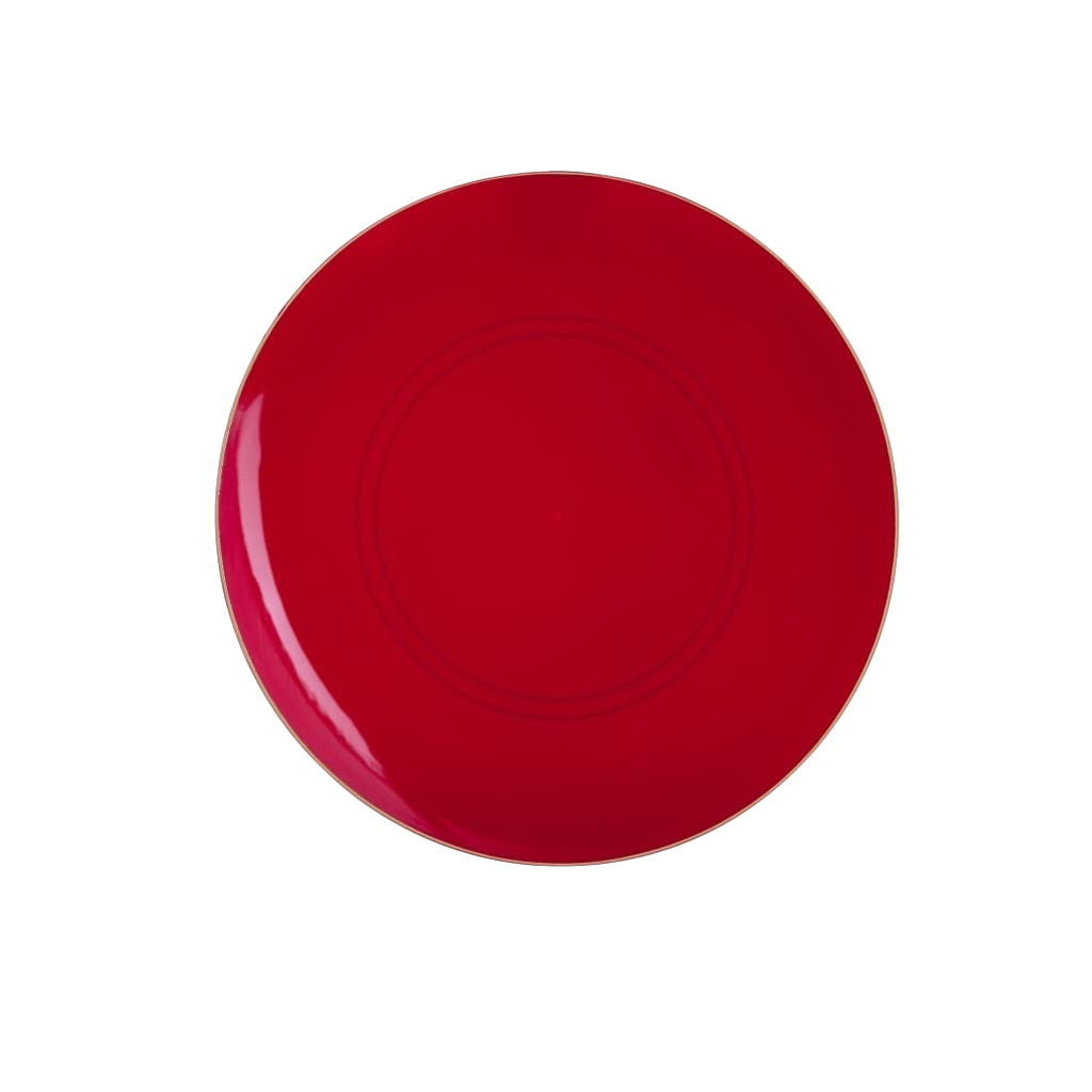 RED & GOLD REUSABLE DESSERT PLATES | 10 PIECES