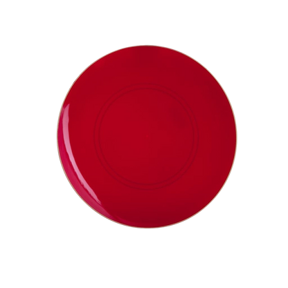 RED & GOLD REUSABLE DESSERT PLATES | 10 PIECES