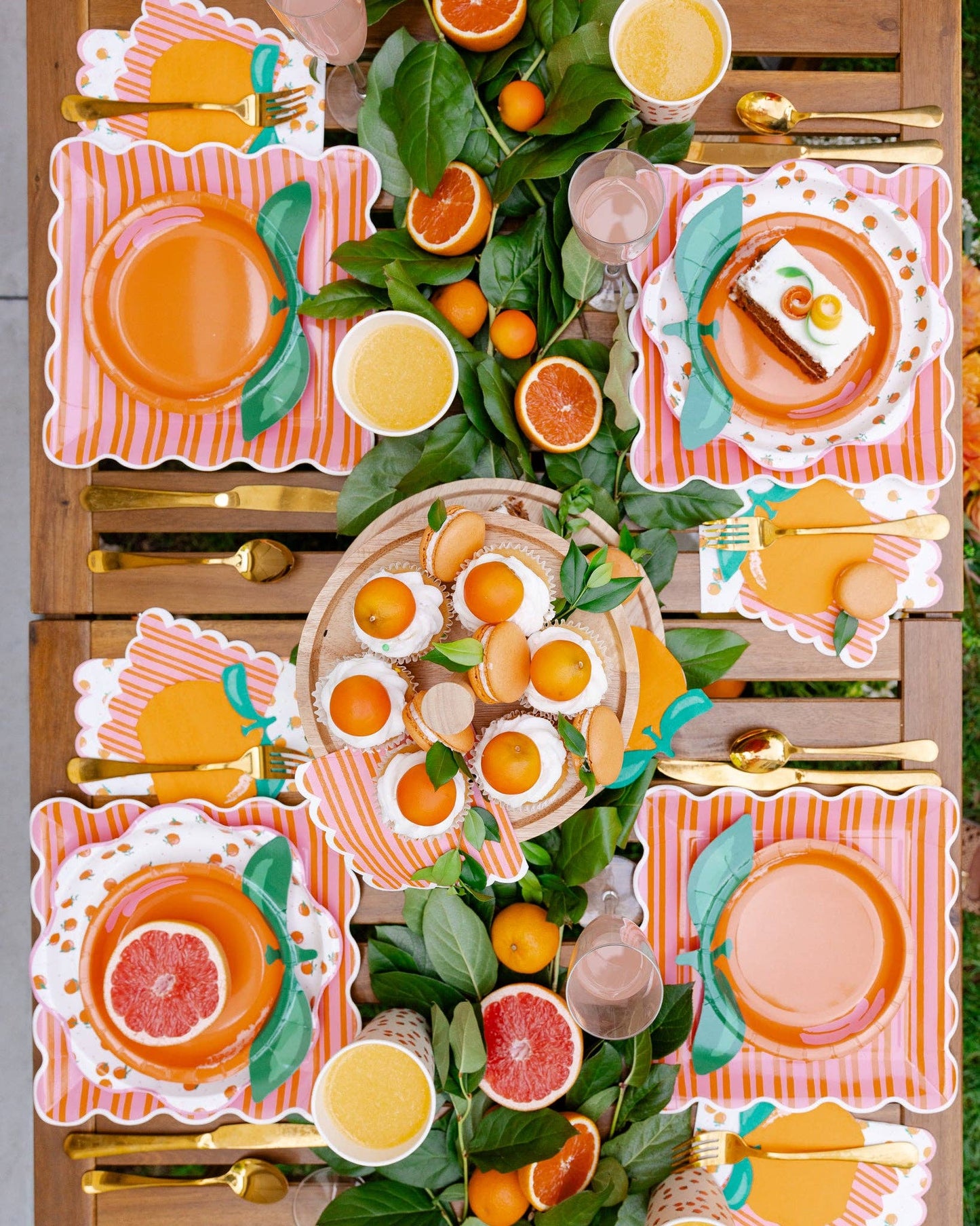 ORANGE & PINK STRIPED COCKTAIL NAPKINS