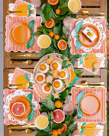 ORANGE & PINK STRIPED COCKTAIL NAPKINS