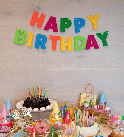 BIRGHT HAPPY BIRTHDAY PADDED FELT BANNER