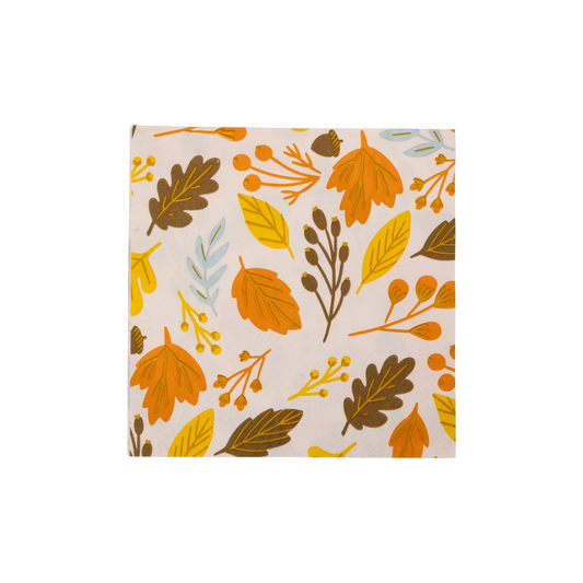 FOILED HARVEST LEAVES PAPER COCKTAIL NAPKINS