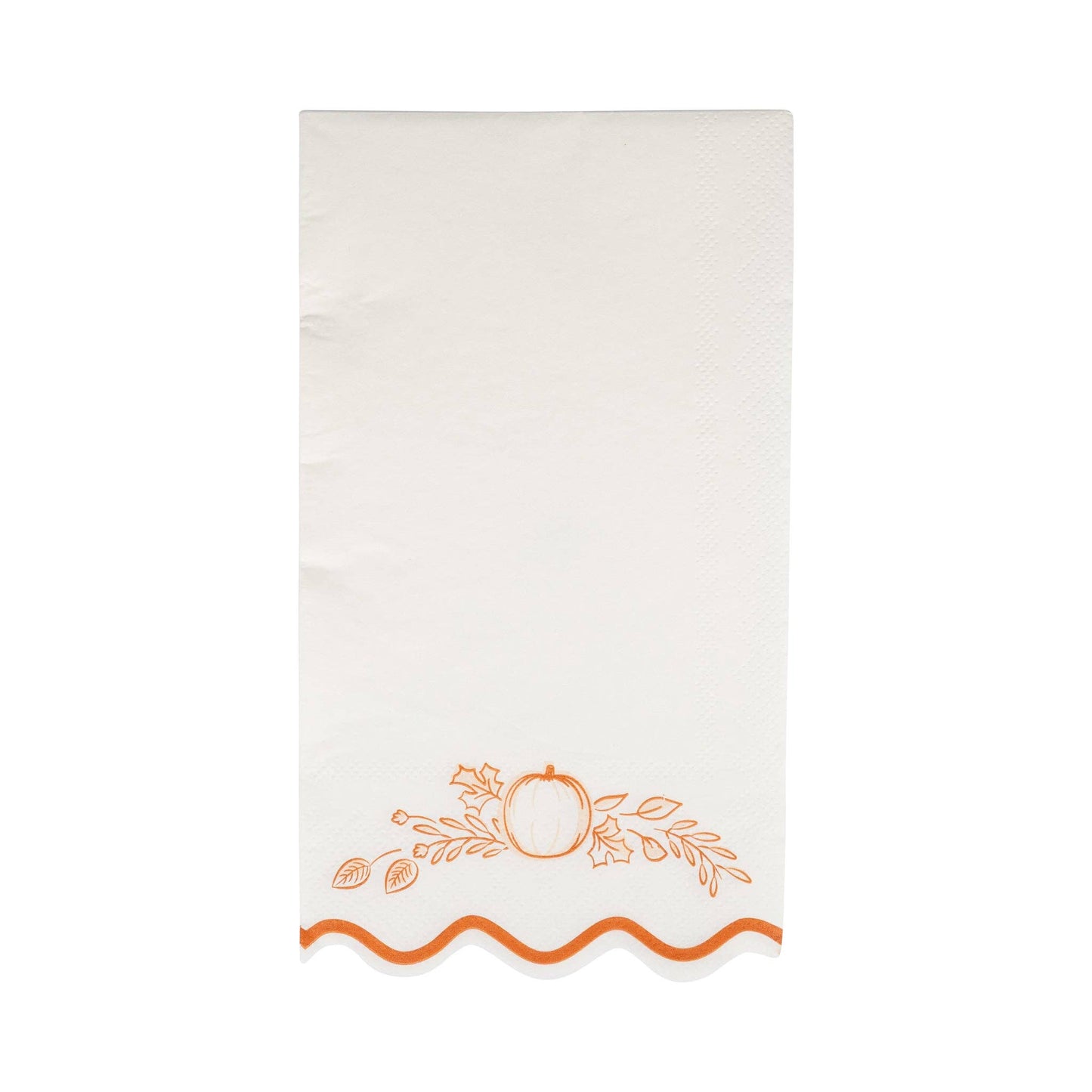 White and orange thanksgiving dinner napkins.