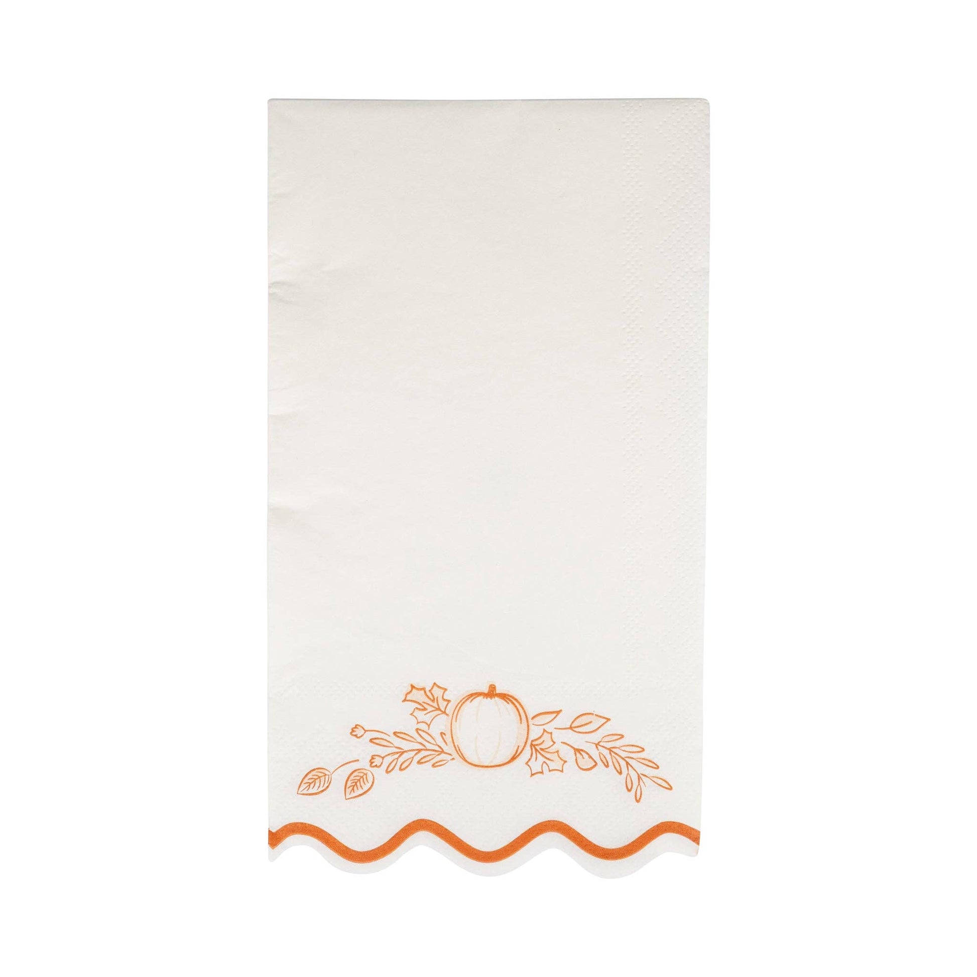 White and orange thanksgiving dinner napkins.