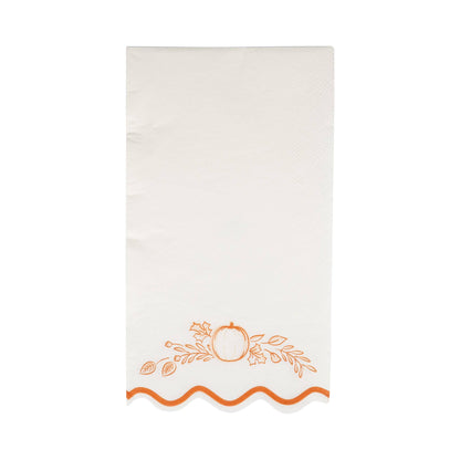 White and orange thanksgiving dinner napkins.