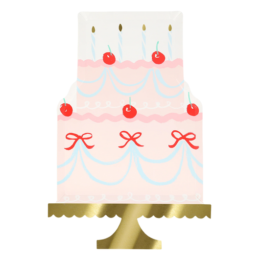 pack of 8 three tier fancy cake plates with cherry and bow designs 