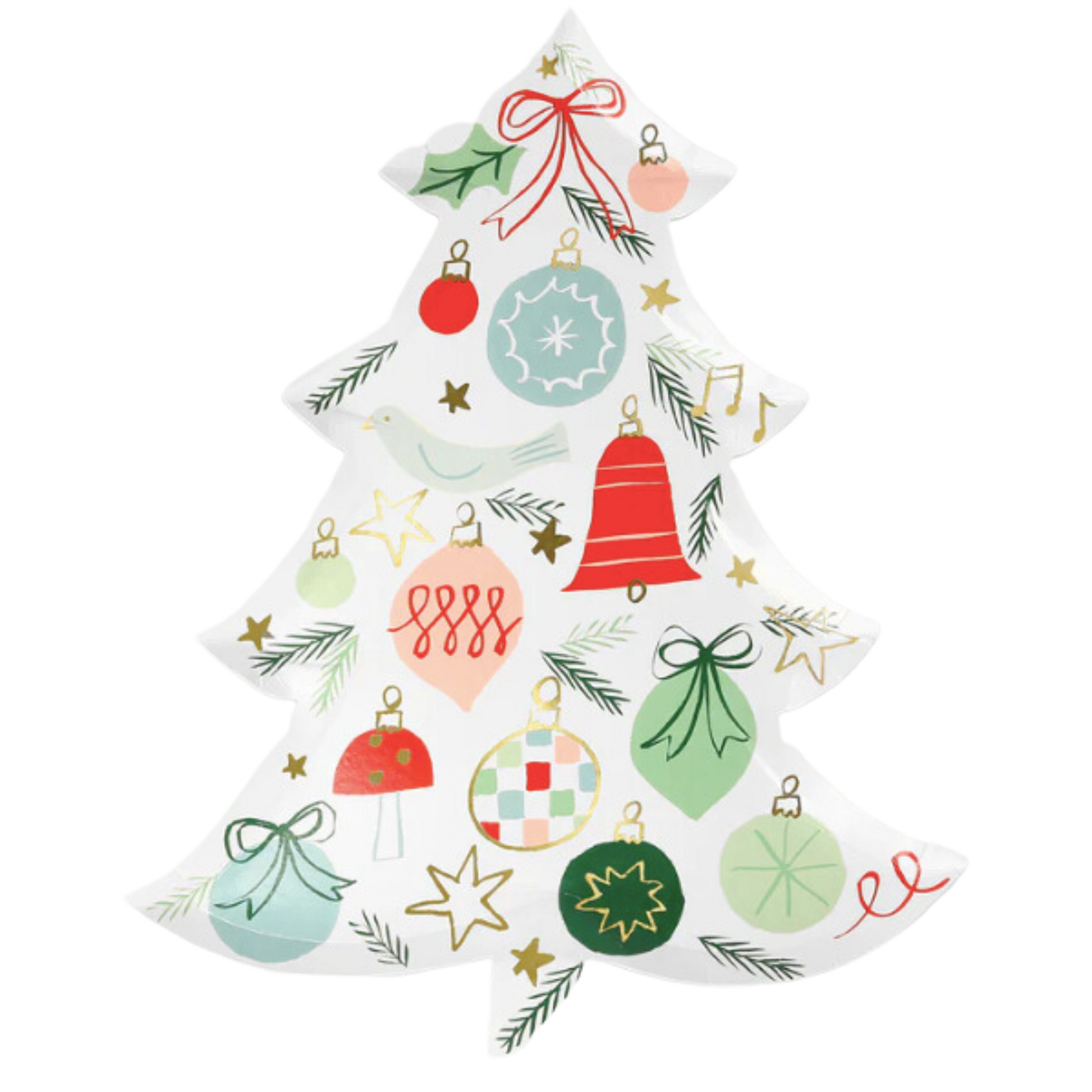 festive pattern tree plates by meri meri