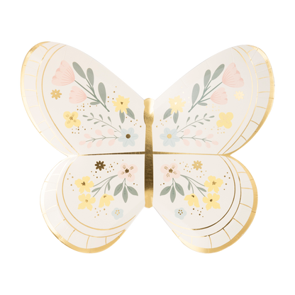 butterfly shaped paper plate with floral design.set of 8 with two designs. Pick up in Toronto and fast shipping in Canada.
