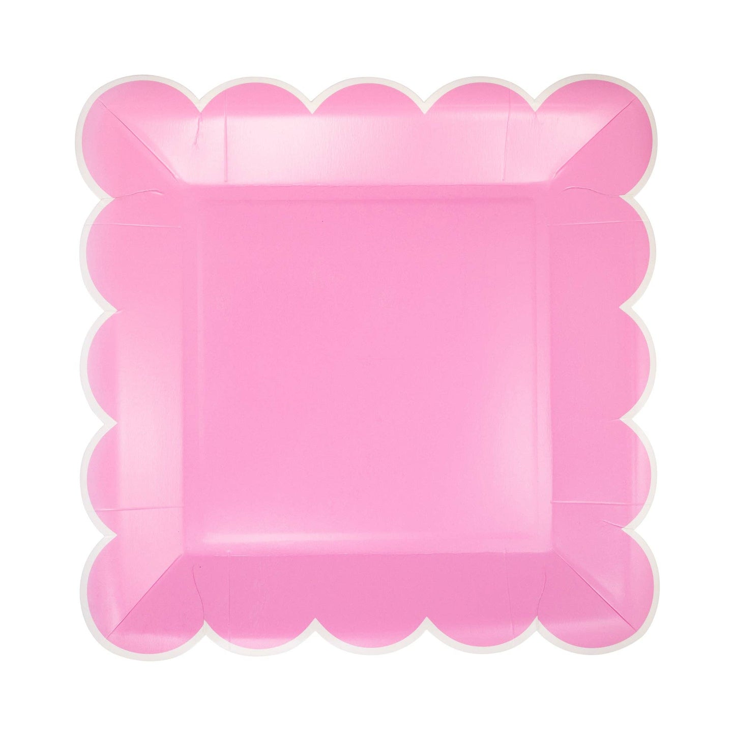 Fuchsia pink scalloped square paper plate for birthdays and parties