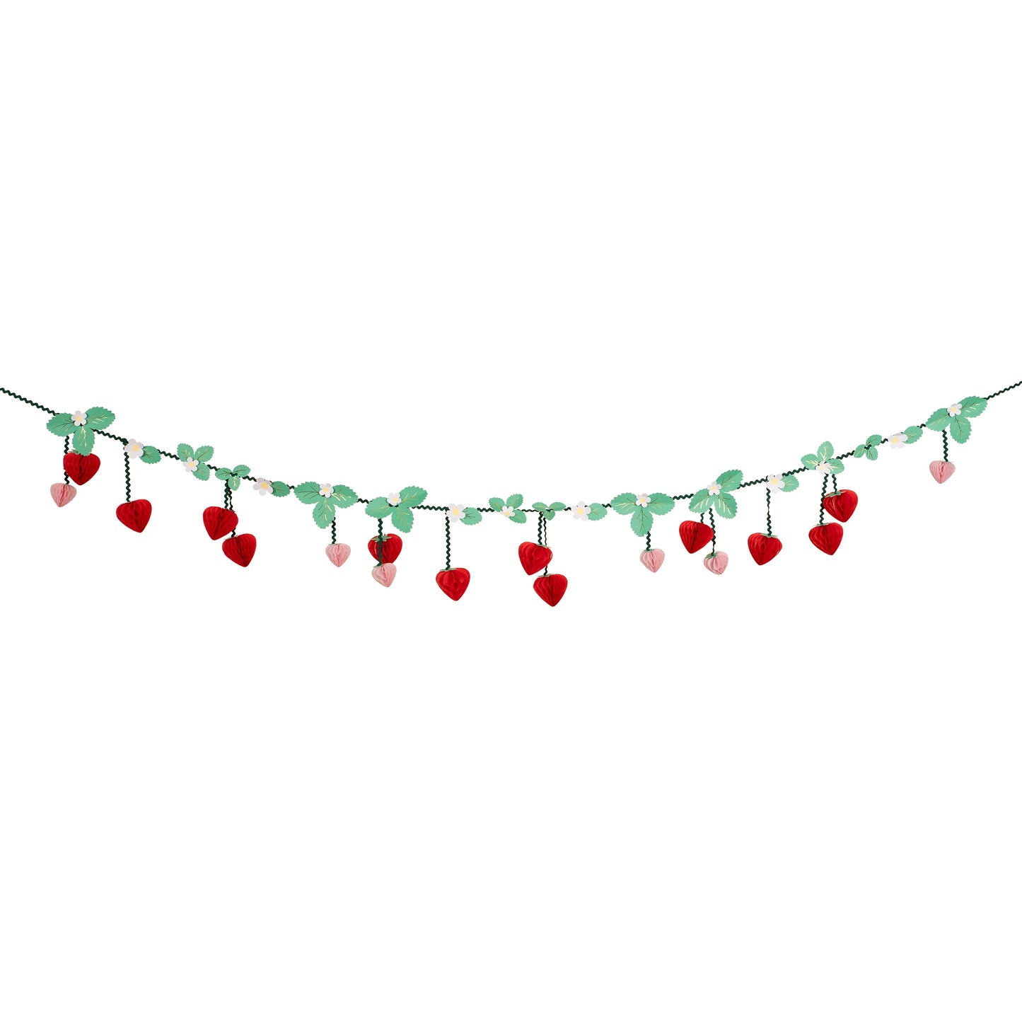 Full length view of strawberry garland with alternating red and pink berries