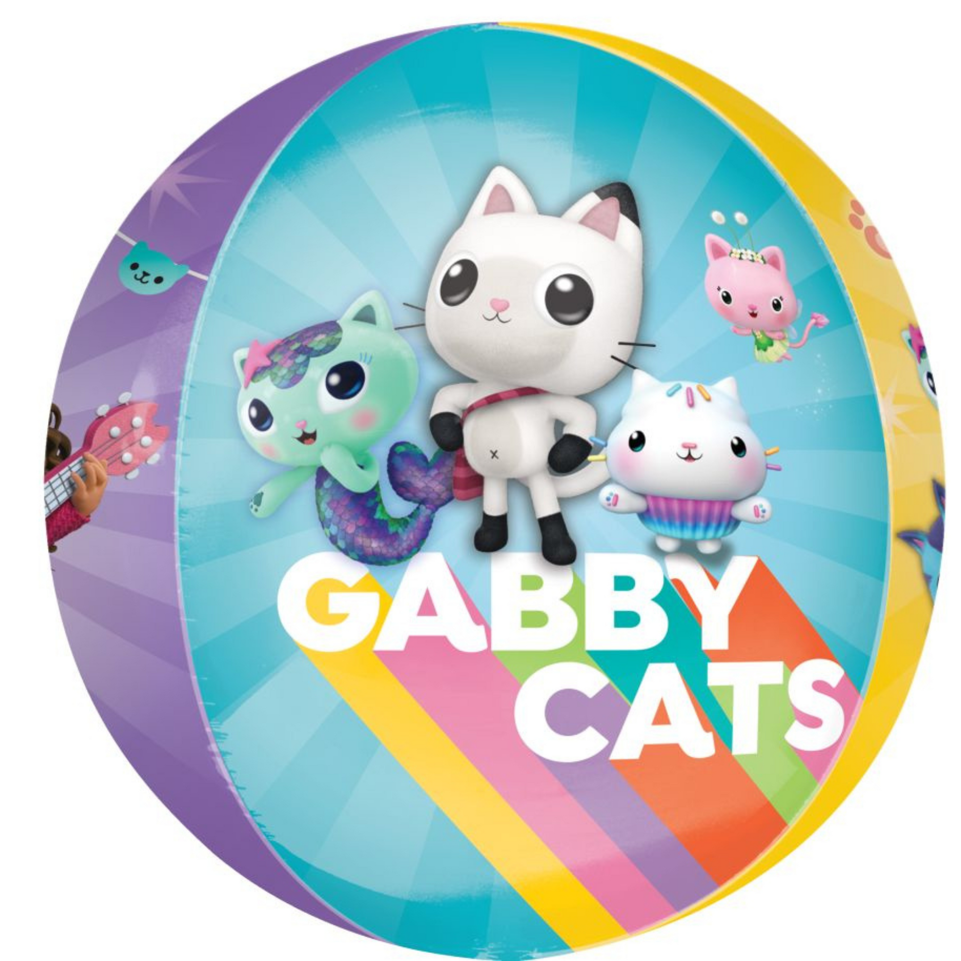 Gabby’s Dollhouse Orbz balloon with cat characters and PAW-tastic message, ships across Canada.