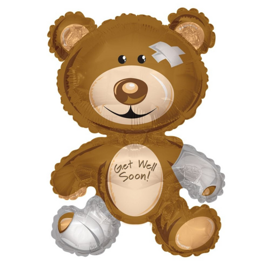 Toronto Get Well Soon Teddy Bear foil balloon with bandages and “Get Well Soon” message, perfect gift for hospital visits and recovery celebrations