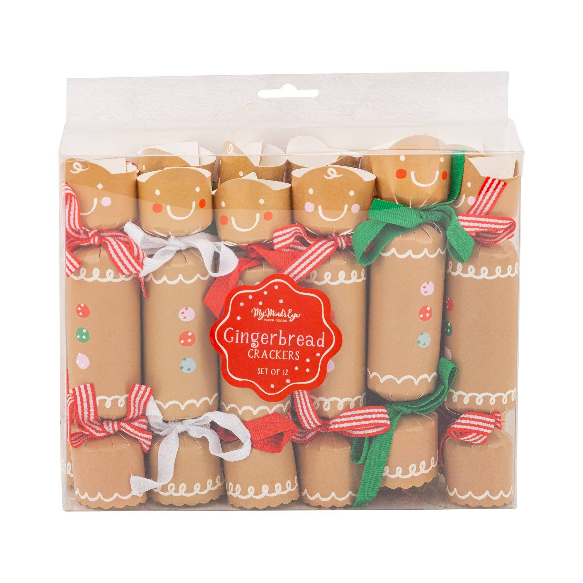 Packaged gingerbread cracker set with decorative ribbons. Sold at Confetti my Party in Toronto + ships Canada wide.