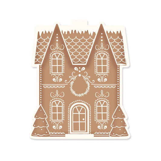 Eco-friendly bamboo tray shaped like a gingerbread mansion, perfect for holiday parties and Christmas entertaining in Toronto.