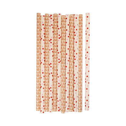 Pack of 12 gingerbread inspired reusable straws. 6 of each design. Pick up at our store and fast shipping Canada-wide.