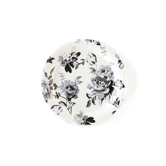 BLACK AND WHITE FLORAL PLATES