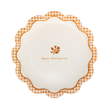 GINGHAM HAPPY THANKSGIVING DINNER PLATES