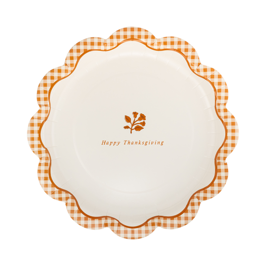 GINGHAM HAPPY THANKSGIVING DINNER PLATES