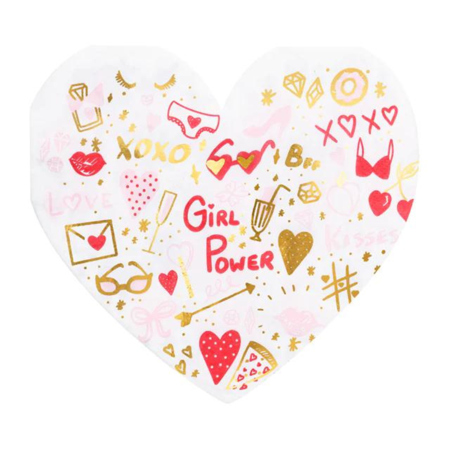 girl power heart shaped napkins with assorted illustrations