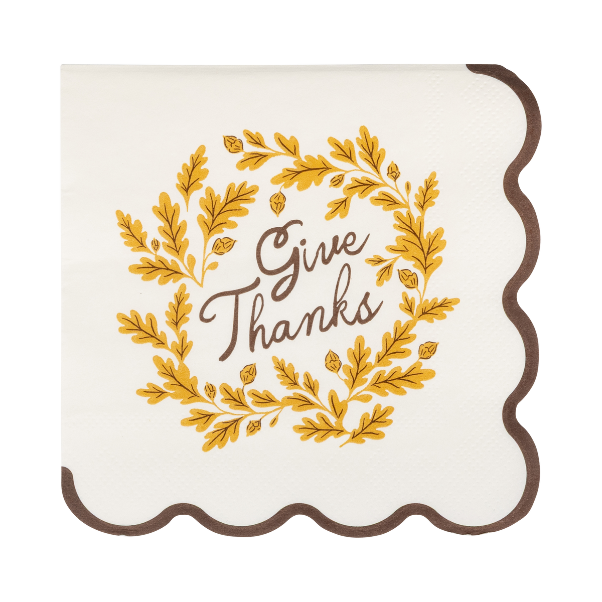 Give Thanks Thanksgiving cocktail napkins with fall leaf wreath