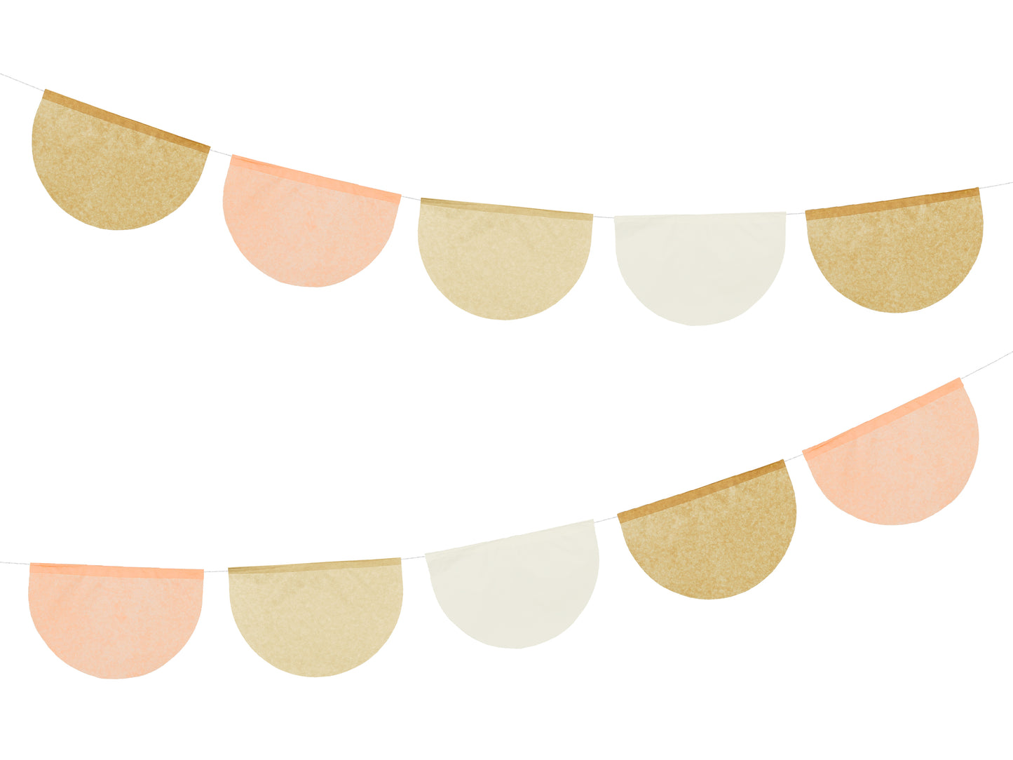 gold, peach and white paper hanging garland 3 feet long
