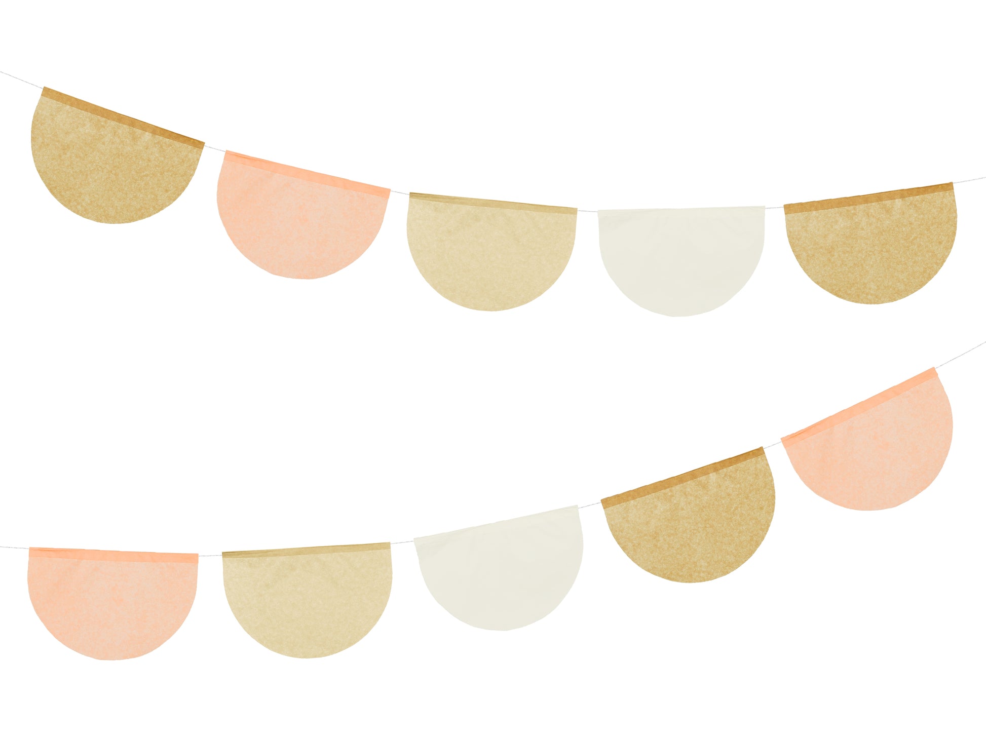 gold, peach and white paper hanging garland 3 feet long