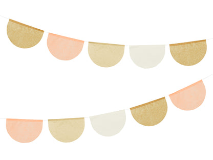 gold, peach and white paper hanging garland 3 feet long