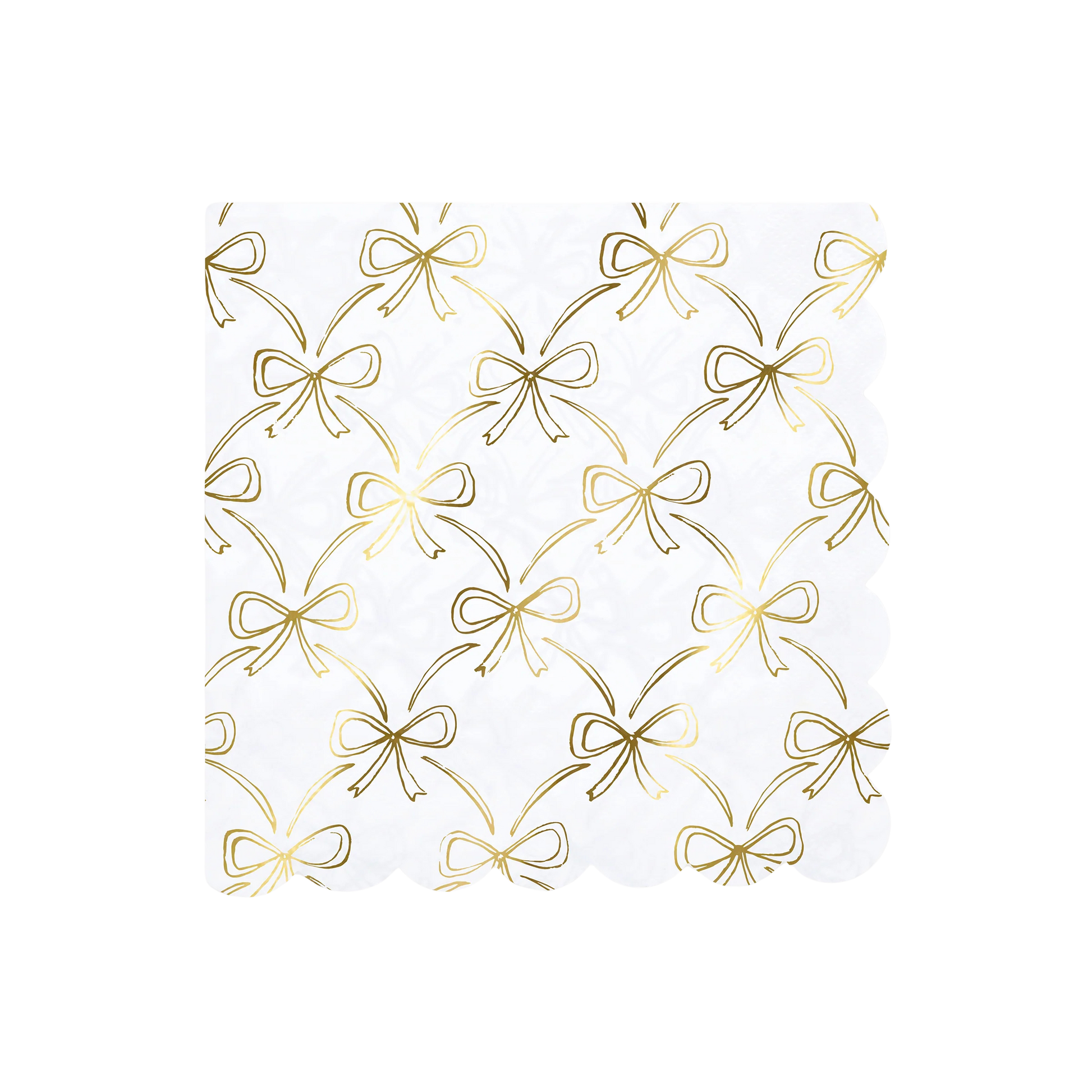 Pattern of gold bows on a white background