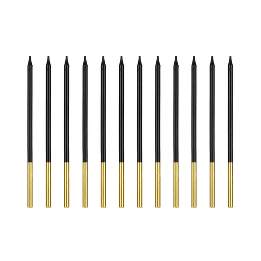 chic gold dipped black long skinny candles - pack of - 10