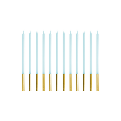GOLD DIPPED LIGHT BLUE BIRTHDAY CANDLES