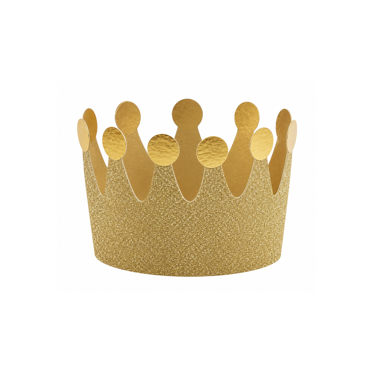 MINI GOLD GLITTER PARTY CROWNS | 8 PACK