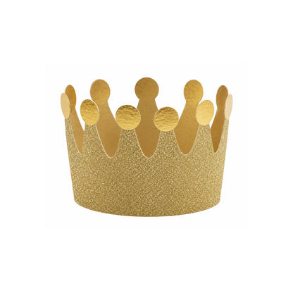 MINI GOLD GLITTER PARTY CROWNS | 8 PACK