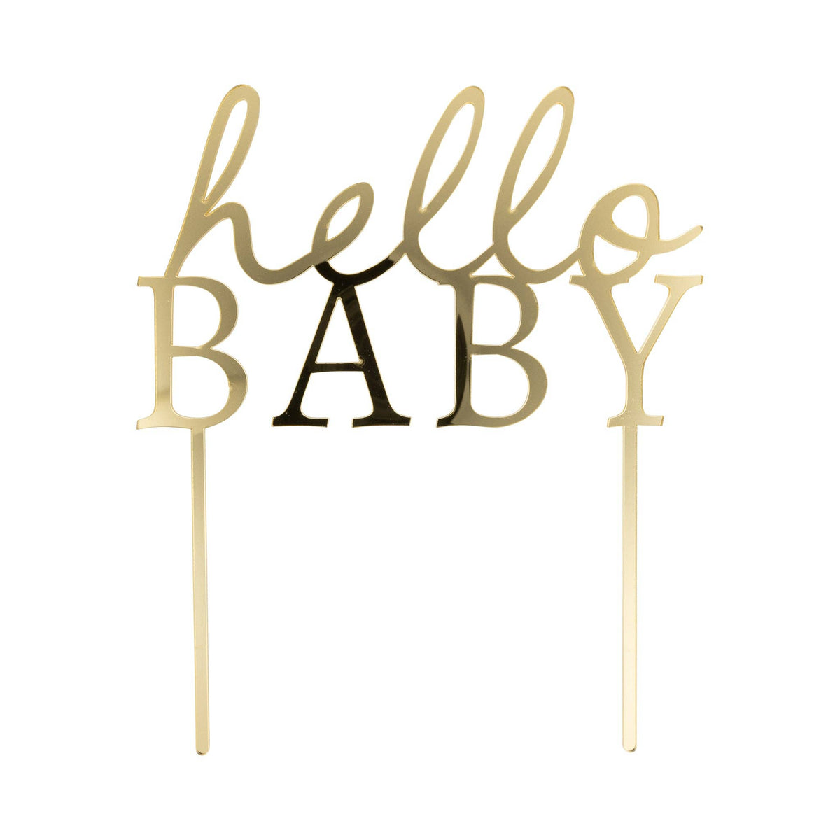 Gold mirror acrylic Hello Baby cake topper