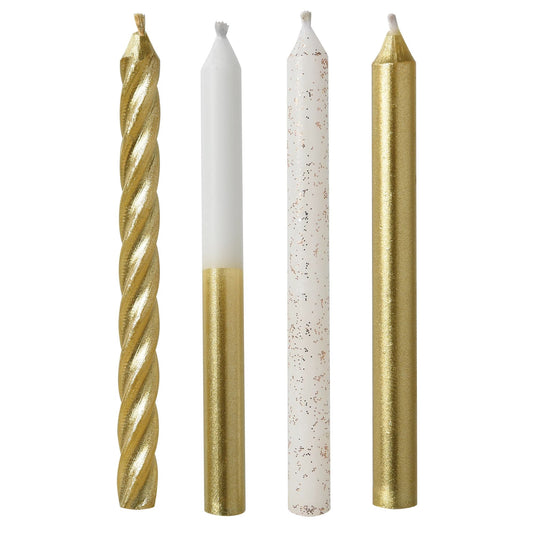 GOLD METALLIC MIXED BIRTHDAY CANDLES