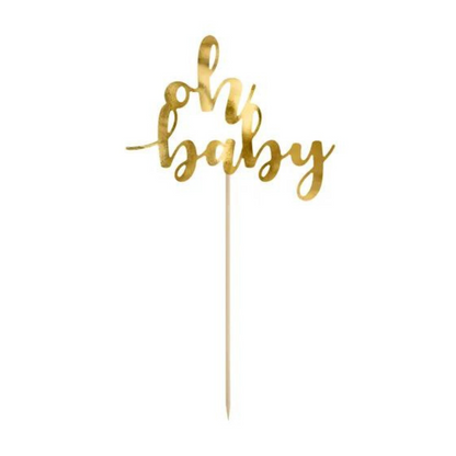 gold oh baby cake topper