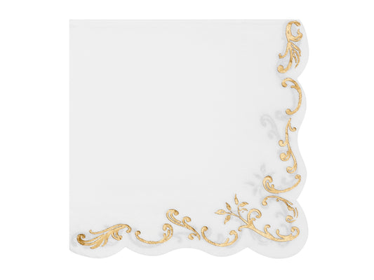 gold ornate scalloped napkins - pack of 12