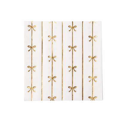 gold signature bow dinner napkins - 20 pieces 