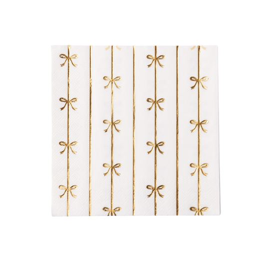 gold signature bow dinner napkins - 20 pieces 