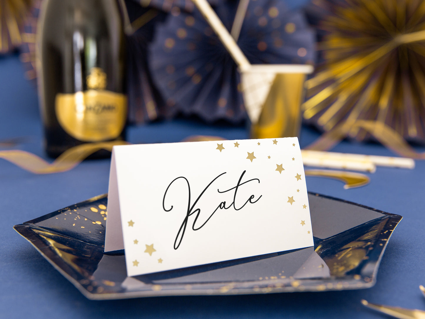 pack of 10 white with gold stars place cards - pack of 10 