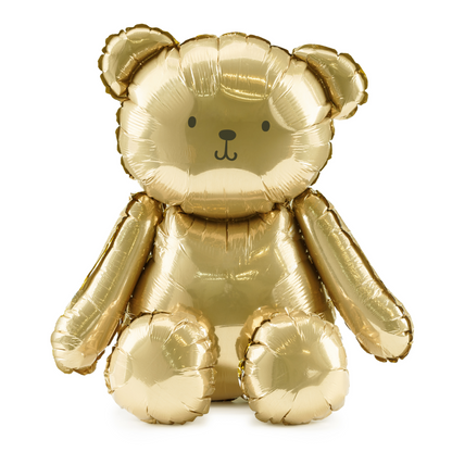 Gold teddy bear foil balloon, perfect for baby showers, birthdays, and party decor in Toronto.