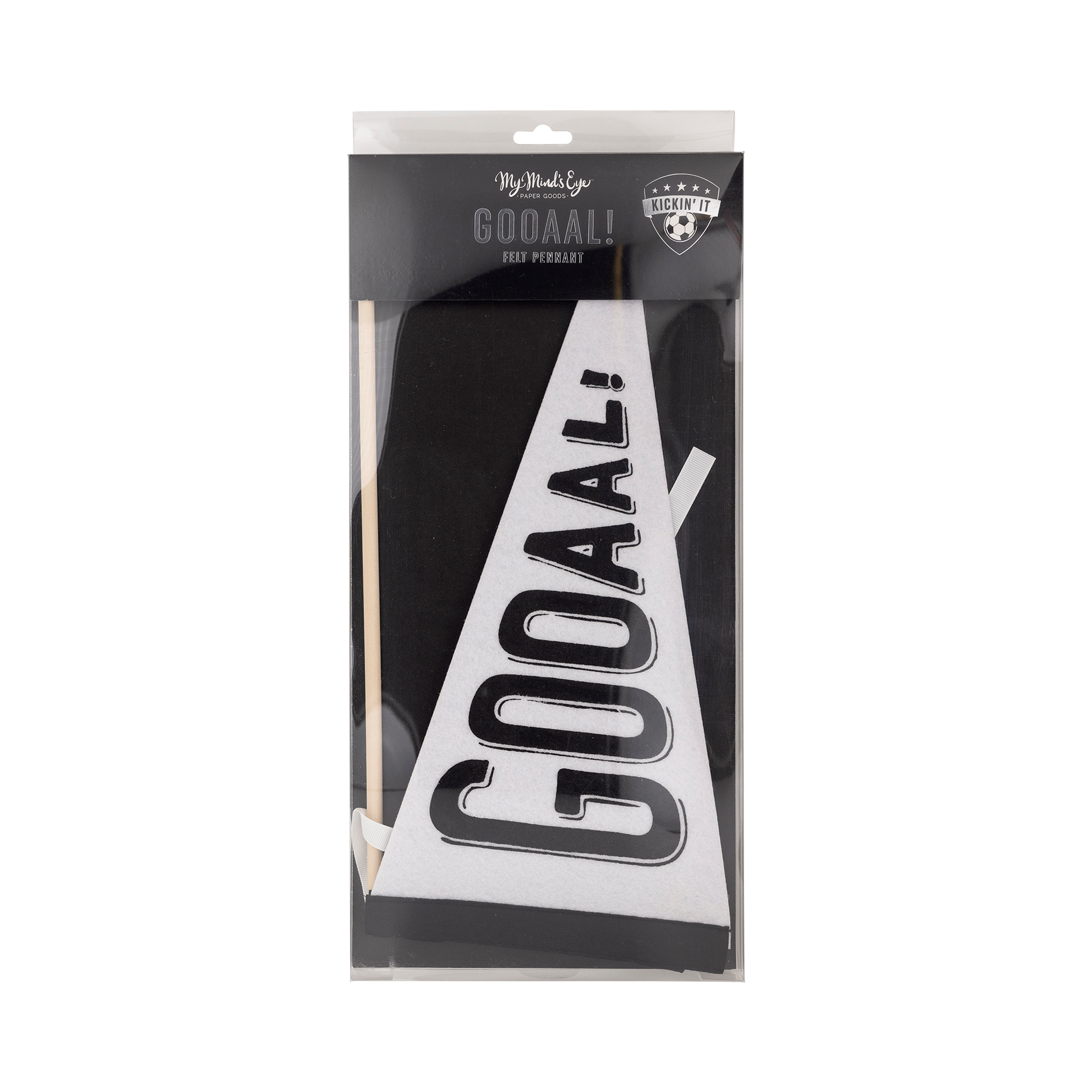 Packaged GOOOAL felt soccer pennant available in Toronto and shipping across Canada